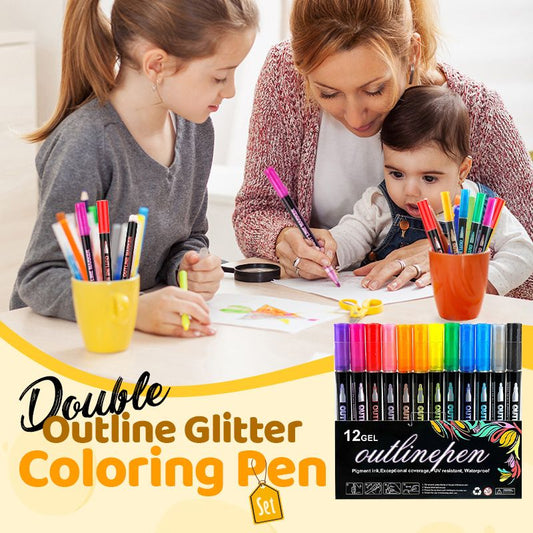 🎁 Double Outline Glitter Coloring Pen Set