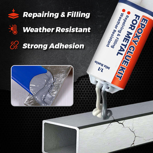 ✨Heat Resistant Waterproof Metal Repair Glue Epoxy Glue Kit for Metal + Free Gift (Pusher + Scraper)